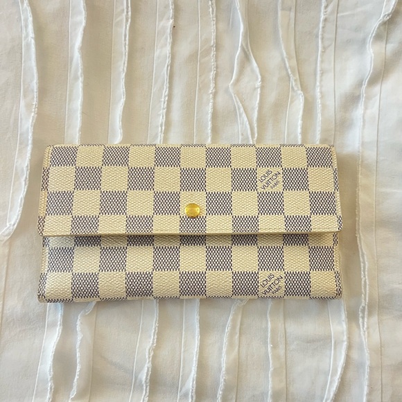 Louis Vuitton Large Tri Fold International Long Wallet Damier Azur Porte Tresor - Picture 1 of 7